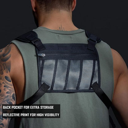 MVRK Water Resistant Running Vest Chest Pack, Phone Holder for Running, Lightweight Training Pack with Reflective Detail
