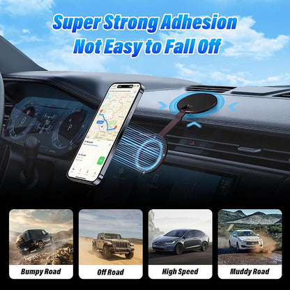 Double Magnetic Ring Phone Holder, Strong Dual-Sided Magnet Mount for iPhone, Android & MagSafe Cases, Iron Surface Compatible