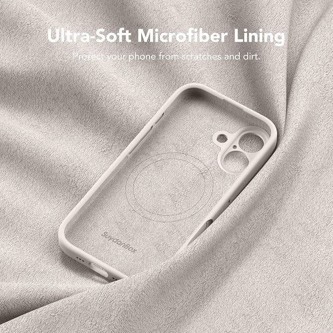 Magnetic for iPhone 16 Case, Compatible with MagSafe, [Screen Protector + Full Camera Protection], Silicone Shockproof Anti-Scratch Protective Phone Case for iPhone 16 6.1", Stone