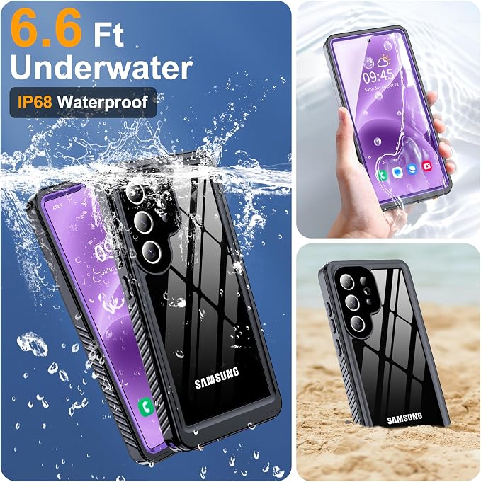 for Samsung Galaxy S25 Ultra Case, IP68 Waterproof with Built-in Screen&Lens Protector [14FT Military Shockproof] Full Body Heavy Duty Protective Phone Case for S25 Ultra 5G, Purple