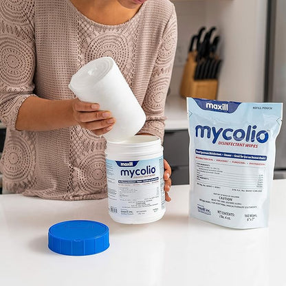 Mycolio Hospital Grade Disinfectant Wipes - 160 Wipes - 6" x 7"