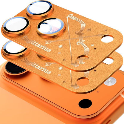 2 Pack Camera Lens Protector for iPhone 17 Pro,Sagittarius Pattern, AR 360-Degree Protection,Drop Protection,Anti Scratch Full-Coverage,Camera Transmfttance HD,Easy Installation,Orange