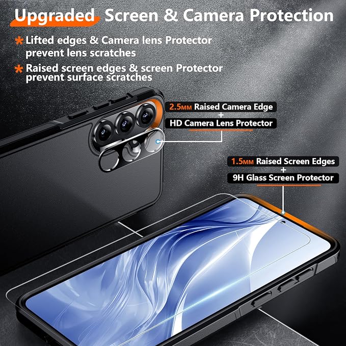 Red2Fire for Samsung Galaxy S25 Plus Case, [Military Grade Shockproof] Heavy Duty Full Body Protection Phone Case for S25 Plus Case 6.7 inch,Black