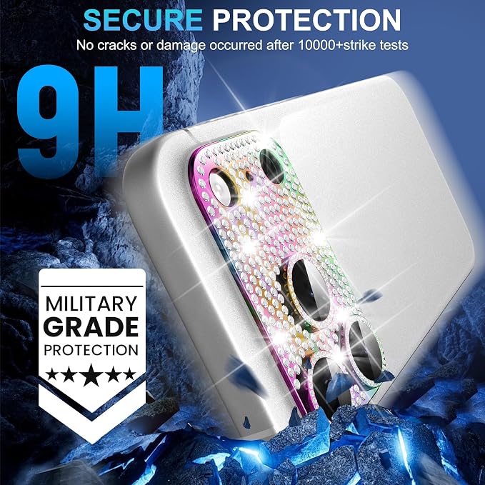 Suoman for iPhone 17 Pro Max Camera Lens Protector, [All-in-one Diamond] [Strong-Adhesion] Metal Frame Tempered Glass Camera Lens Cover -Colorful
