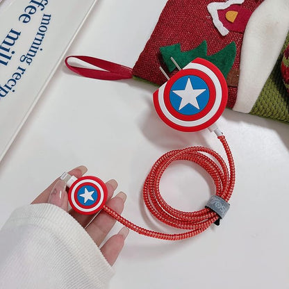 3D Cute Cartoon Charger Protector Case - Compatible for Apple 20W USB-C Power Adapter and Lightning Cable, No.17(4 in1)