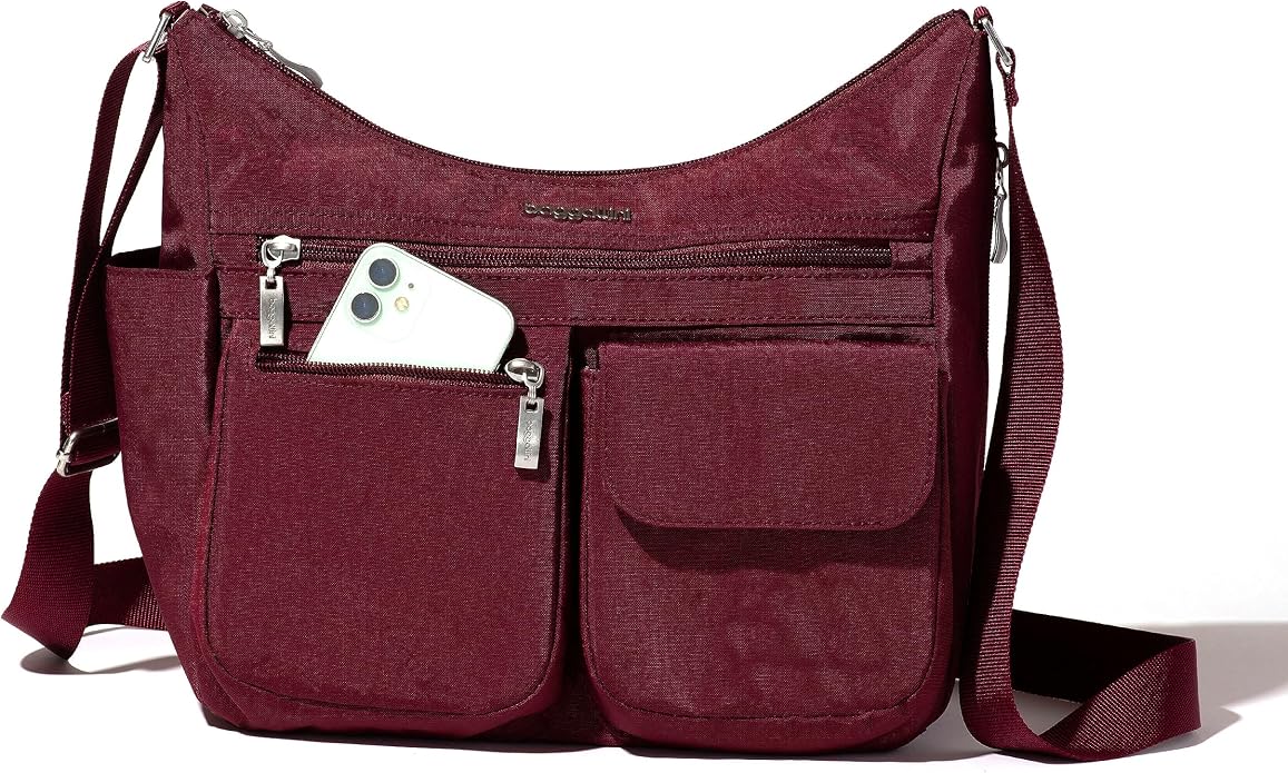 Baggallini womens Everywhere Bagg Crossbody Women 11x9 Lightweight Nylon Hobo Water-resistant Travel Bag W/Rfid