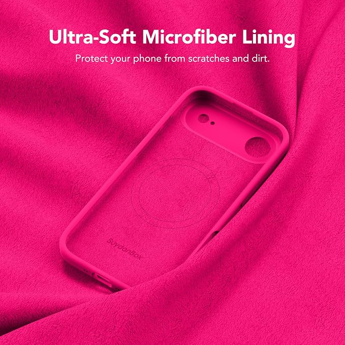 Magnetic for iPhone Air Case, Compatible with MagSafe, [Full Camera Protection][Screen Protector] Silicone Shockproof Protective Phone Case for iPhone 17 Air 6.5", Hot Pink