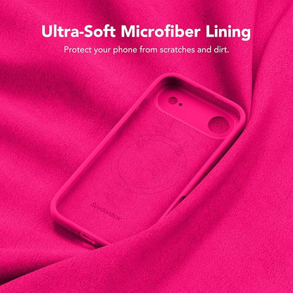 Magnetic for iPhone Air Case, Compatible with MagSafe, [Full Camera Protection][Screen Protector] Silicone Shockproof Protective Phone Case for iPhone 17 Air 6.5", Hot Pink