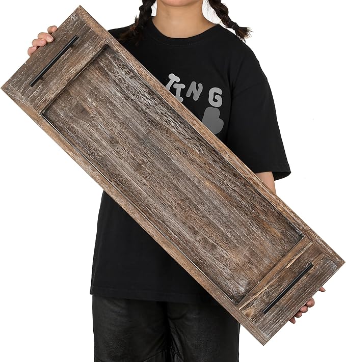 Hanobe Bathtub Tray Bath Caddy: Wood Tub Trays Table Extra Large Rustic Bathtub Shelf Across Tub Wooden Serving Tray with Handles for Bathroom, 31"