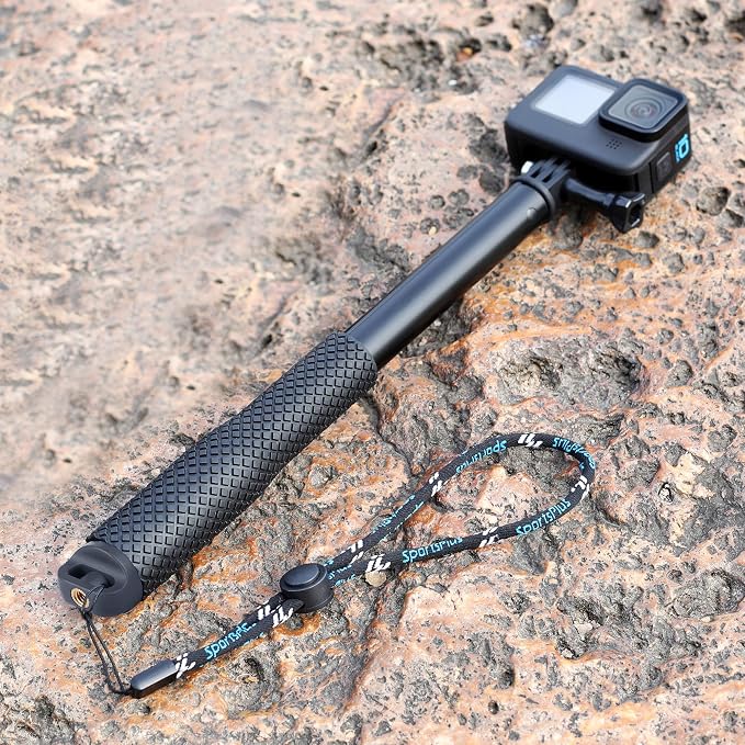 GEPULY Waterproof Selfie Stick Pole Hand Grip Adjustable Underwater Monopod for GoPro Hero 13 12 11 10 9 8 7 6 5 AKASO DJI OSMO 6 5 Pro Action Camera Black