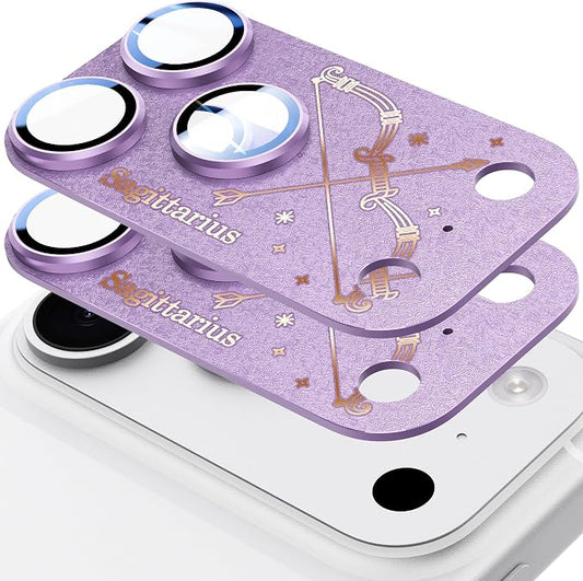 2 Pack Camera Lens Protector for iPhone 17 Pro,Sagittarius Pattern, AR 360-Degree Protection,Drop Protection,Anti Scratch Full-Coverage,Camera Transmfttance HD,Easy Installation,Purple