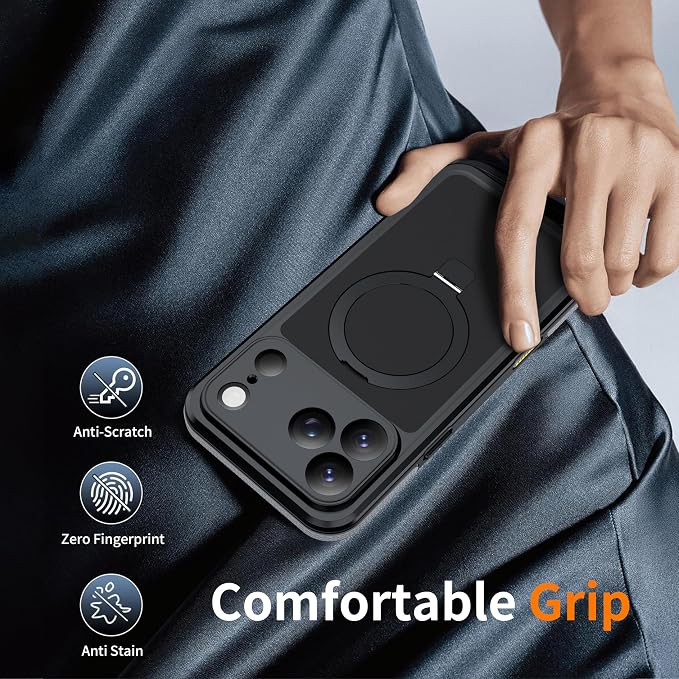 ANTSHARE Magnetic for iPhone 17 Pro Max Case Waterproof, Built in Screen Protector [Compatible with MagSafe] [Invisible Stand] [IP68 Underwater], Full Body Protection Phone Case 6.9'', Black