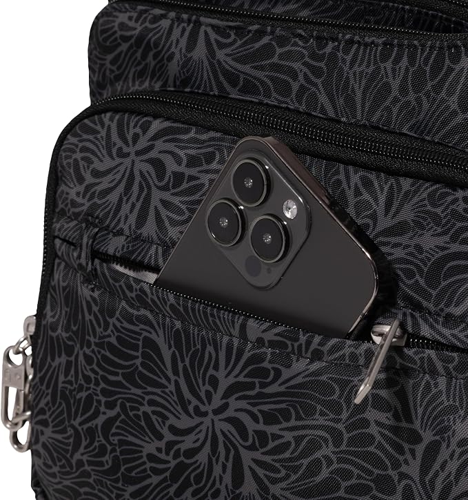 Baggallini Securtex Anti-theft Crossover Crossbody Bag 11”w X 8.5”h, Rfid, Built-in Wallet, Locking Zippers