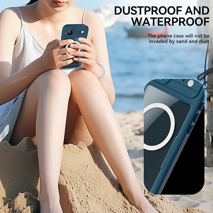 Losin Compatible with iPhone 17 Air Waterproof Case, [Compatible with MagSafe] [Built-in Screen Protector], Full Body Protection Military Grade Shockproof Case, Teal