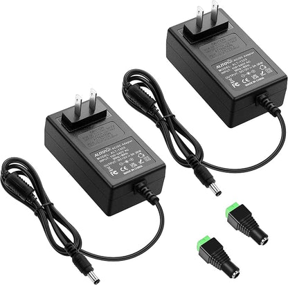 ALITOVE 12V Power Supply 12 Volt 3A 36W AC/DC Adapter DC 12V Power Cord 2.5A 2A AC to DC Converter with 5.5x2.5mm Tip for Baby Brew Bottle Warmer 3D Printer Camera Wireless Router, 2-Pack