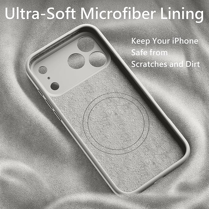 FireNova Magnetic for iPhone 17 Pro Case, Compatible with MagSafe, [Integrated Silicone Camera Control Button] [Camera Protection] Anti-Scratch Microfiber Lining Phone Case, 6.3", Natural Titanium