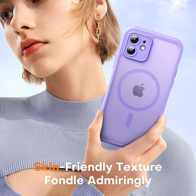 TOCOL for Phone 12 Case, Compatible with Magsafe Charger, Full Camera Protection, Drop Protection, Translucent Matte Phone Case for iPhone 12 6.1 inch Light Purple
