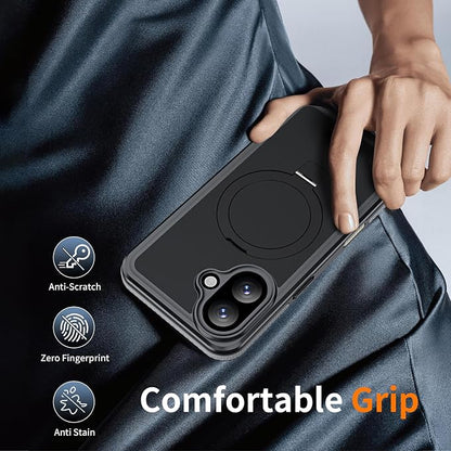 ANTSHARE Magnetic for iPhone 17 Case Waterproof, Built in Screen Protector [Compatible with MagSafe] [Invisible Stand] [IP68 Underwater], Full Body Protection Phone Case 6.3'', Black