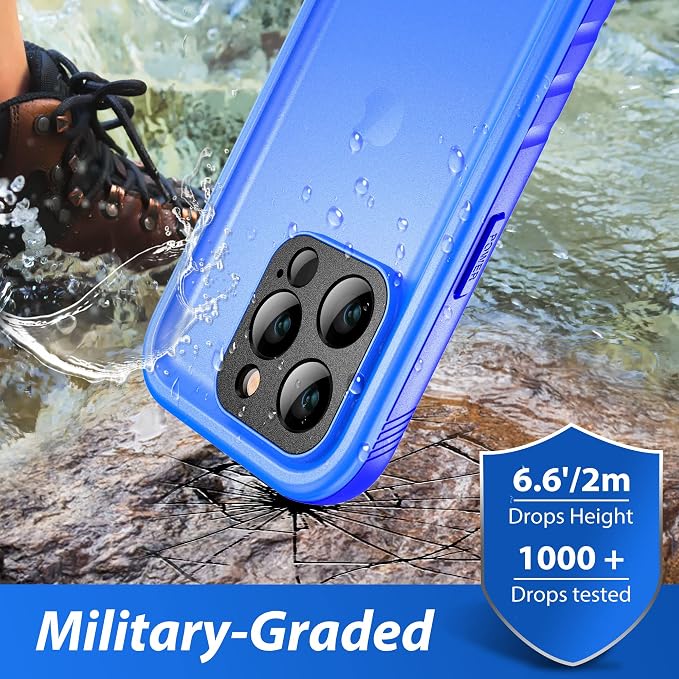 SPORTLINK Design for iPhone 14 Pro Waterproof Case - Shockproof Dustproof Phone Case with Screen Protector, Full Body Protective Case for iPhone 14 Pro Cover 6.1'' Blue