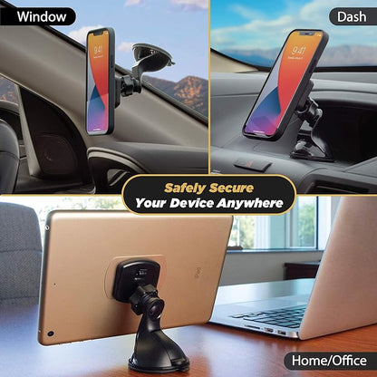 Scosche MAGWSM-2PXCES0 MagicMount Magnetic Suction Cup Phone Mount for Car Windshield/Dashboard, 360° Adjustable Magnet Head, Universal Phone Holder Compatible With iPhone, Samsung & More (Pack of 2)