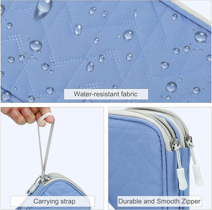 FYY Electronic Organizer, Travel Cable Organizer Bag Pouch Electronic Accessories Carry Case Portable Waterproof Double Layers All-in-One Storage Bag for Cable, Cord, Charger, Phone, Pattern Blue (M)