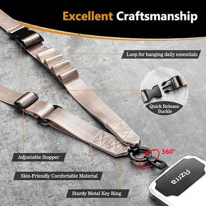 Azrra Adjustable Crossbody Cell Phone Lanyard for iPhone with Phone Tethers & Retractable ID Badge Card Holder (Beige)