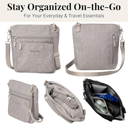 Baggallini Modern Pocket Crossbody Bag for Women, 8.5"x8.5" Handbag Purse with RFID, Lightweight Water-Resistant