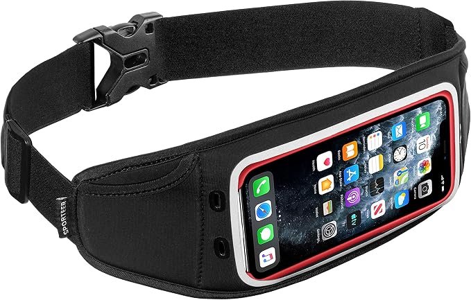 Sporteer Zephyr Ultra-Slim Running Belt - Minimalist Waist Pack for iPhone 17, 16, 15 Pro Max, Plus, Galaxy S26, S25 - Low-Profile Fitness Pouch for Slim Cases & Bare Phones