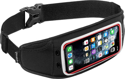 Sporteer Zephyr Ultra-Slim Running Belt - Minimalist Waist Pack for iPhone 17, 16, 15 Pro Max, Plus, Galaxy S26, S25 - Low-Profile Fitness Pouch for Slim Cases & Bare Phones