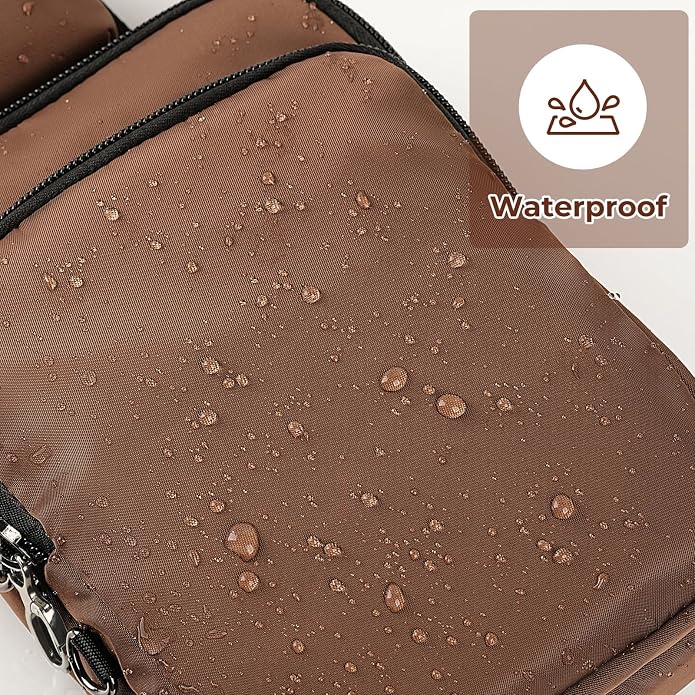 BROADREAM Mini Crossbody Sling Bag, Small Chest Bags Dual Pocket with Zipper Lock, RFID Blocking & Water Resistant Women Men