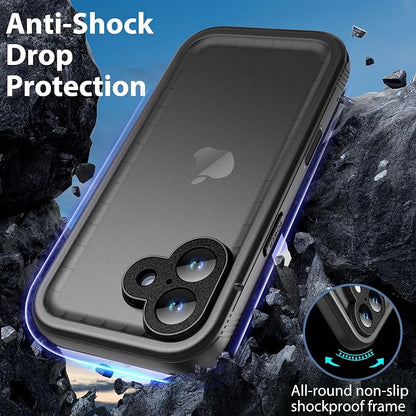 SPORTLINK for iPhone 17 Waterproof Phone Case - Built in Screen Protector/Shockproof/Military Rugged Dropproof/Dustproof/Heavy Duty, 360 Full Body, Protective Cover for iPhone 17 6.3 inch Black