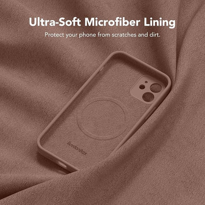 Magnetic for iPhone 12 Case, Compatible with MagSafe, [Full Camera Protection][Screen Protector] Silicone Shockproof Protective Phone Case for iPhone 12 6.1", Brown