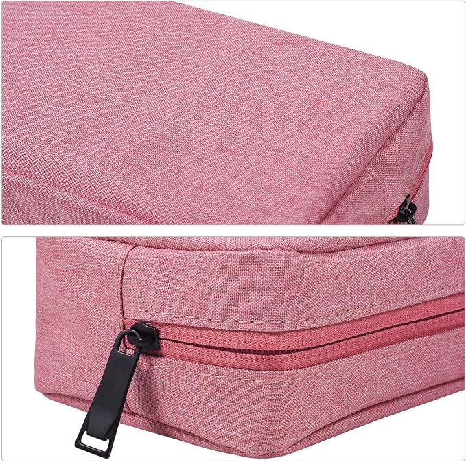 dealcase Electronic Accessories Organizer, Durable Small Electronics Accessories Storage Bag Compatible Laptop Charger Various USB,Cables,Cords and Power Travel Gadget Carry Bag,Pink(Small+Big)