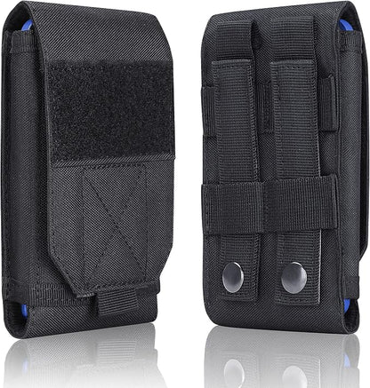 Black Tactical Molle CellPhone Pouch Case,Heavy Duty Waterproof Phone Holster Bag for iPhone 11 12 13 Pro Max For Samsung S22 S21 S20 FE Note 20 A13 A12 A02S Less 6.7" Phone with 4 Pack Patches