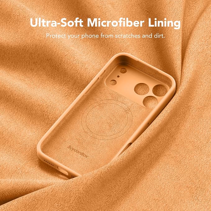 Magnetic for iPhone 17 Pro Max Case, Compatible with MagSafe, [Full Camera Protection][Screen Protector] Silicone Shockproof Protective Phone Case for iPhone 17 Pro Max 6.9", Cantaloupe