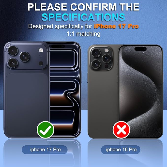 Suoman for iPhone 17 Pro Camera Lens Protector, [All-in-one] [Strong-Adhesion] Bling Glitter Independent Metal Frame Tempered Glass Camera Lens Cover -Blue