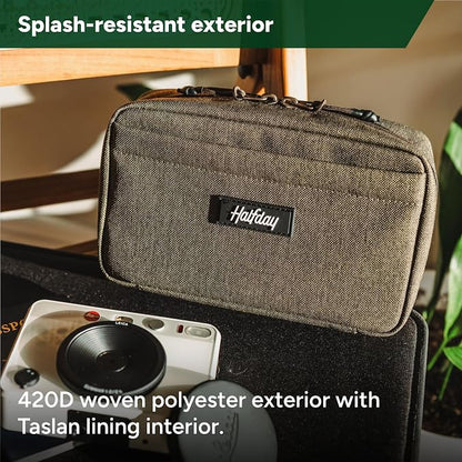 Halfday Sidekick Tech Organizer Kit: Flip-Out Kickstand for Phone/Tablet, Zip-Flat Pouch with Power Mesh & Elastic for Cable & Charger (Splash-Resistant Travel Electronics Accessories Case), Marine