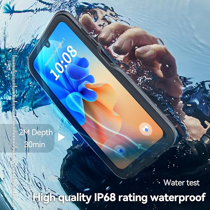 Omio for Galaxy A26 5G Waterproof Case, Full Body IP68 Underwater Clear Protective Case Built-in Screen Protector Heavy Duty Shockproof Case for Men Women, Black