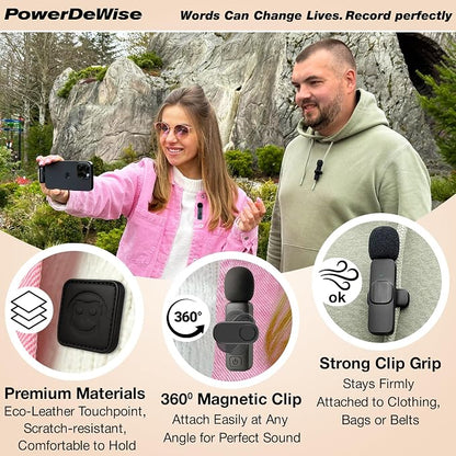 Magnetic Clip for Wireless Lavalier Microphone with Leather Magnetic Mount – 360° Strong Mic Magnet Mount for Mini Mic Pro, MAYBESTA, Bulatry, PQRQP – Invisible Hands-Free Mic Holder for Shirt