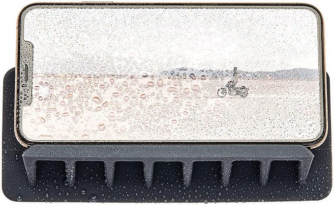 TOOLETRIES The Jack Shower Phone Holder - Designed for Shower Bath or Bathroom Mirror. Holds Any Phone Tablet ipad no-Residue Adhesive Grip to Shiny Surfaces (Charcoal)