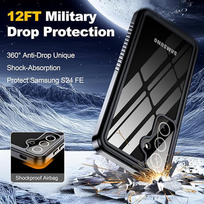 ANTSHARE for Samsung Galaxy S24 FE Case with Built-in Screen Protector, 360 Full Body Protective Shockproof IP68 Waterproof Case for S24 FE 5G - Pink