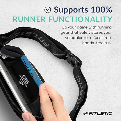 Fitletic Active Lifestyle Fanny Pack & Mini Sports Running Belt For Men & Women – Lightweight, Low Profile- Ultra-Soft Expandable Lycra Pouch - Fits All Phones – Inner Pocket
