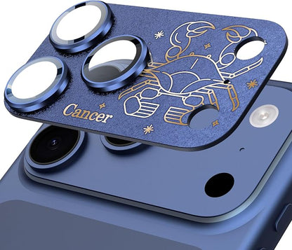 Compatible for iPhone 17 Pro Camera Lens Protector, Cancer Pattern, Drop Protection, Anti Scratch Full-Coverage, AR 360-Degree Protection, Camera Transmfttance HD, Easy Installation, Dark Blue