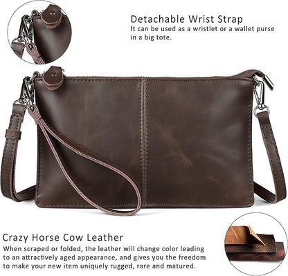 befen Genuine Leather Wristlet Clutch Wallet Purses Small Crossbody Bags for Women with RFID Blocking Card Slots