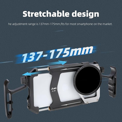 Fotga Universal Smartphone Cage Photo Video Stabilizer W/Handles + 67mm Variable ND Filter for iPhone 17 16 15 14 Pro Max Samsung Cell Phone Vlog Live Stream Video Recording, Cold Shoe Tripod Mount