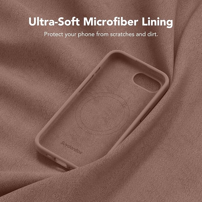 Magnetic for iPhone 17e/iPhone 16e Case, Compatible with MagSafe, [Soft Anti-Scratch Microfiber Lining] Slim Silicone Shockproof Protective Phone Case for iPhone 17e/16e 6.1", Brown