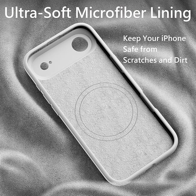 FireNova Magnetic for iPhone Air Case, Compatible with MagSafe, [Integrated Silicone Camera Control Button] [Camera Protection] Microfiber Lining Phone Case for iPhone 17 Air, 6.5", White