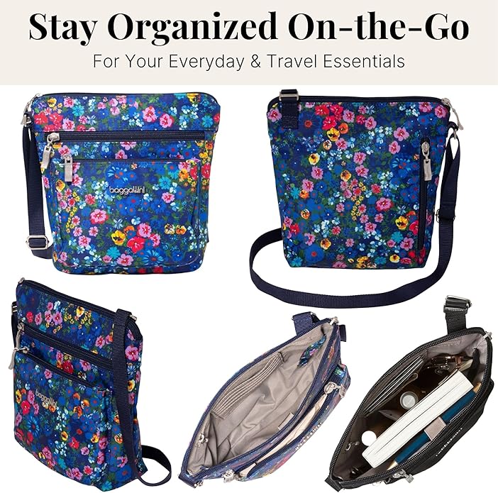 Baggallini Pocket Crossbody Bags for Women 8x8 Small Lightweight Durable Water-resistant Travel Purse W/Rfid
