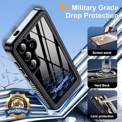 for Samsung Galaxy S25 Case, IP68 Waterproof with Built-in Screen&Lens Protector [14FT Military Shockproof] Full Body Heavy Duty Protective Phone Case for S25 5G, Black