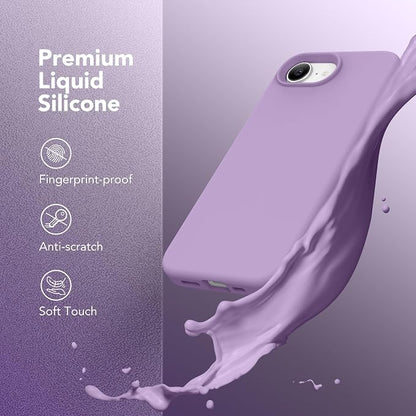 Magnetic for iPhone 17e/iPhone 16e Case, Compatible with MagSafe, [Soft Anti-Scratch Microfiber Lining] Slim Silicone Shockproof Protective Phone Case for iPhone 17e/16e 6.1", Light Purple